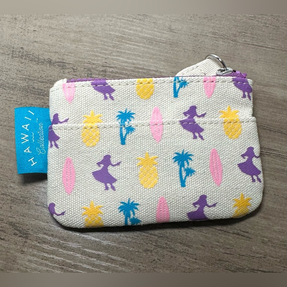 Hawaii Collection Hula Girl Small‎ Zipper Pouch With Key Ring Travel.